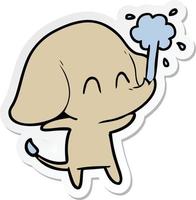 sticker of a cute cartoon elephant spouting water vector