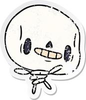 pegatina angustiada dibujos animados kawaii lindo esqueleto muerto vector