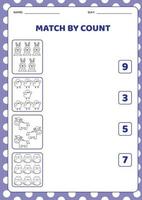 Match and count game. Educational game for pre shool years kids vector