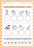 Worksheet for kids. Beginning Sound vector