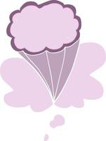 nube decorativa de dibujos animados y burbuja de pensamiento en estilo retro vector