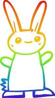 rainbow gradient line drawing cute cartoon rabbit vector