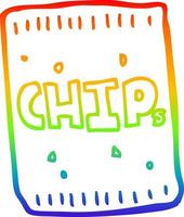 rainbow gradient line drawing cartoon packet of chips vector