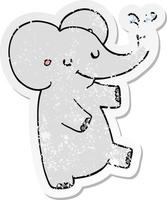 distressed sticker of a cartoon dancing elephant vector