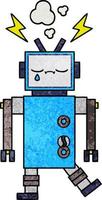 robot de dibujos animados de textura grunge retro vector