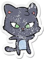 distressed sticker of a cute cartoon cat vector