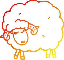 warm gradient line drawing cartoon black sheep vector