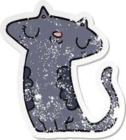 distressed sticker of a cartoon cat vector