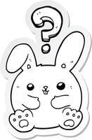pegatina de un conejo de dibujos animados con signo de interrogación vector