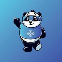 Little Super Techy Panda Mascot Character vector