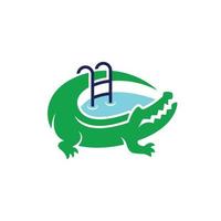 Abstract Pool Crocodile Adventure Logo Template vector