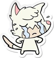 sticker of a crying fox cartoon vector