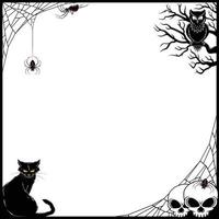 Frame vector design for with characteristic elements of Halloween with bats, spiders and skulls