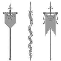 Medieval style vertical flag design with heraldic symbol, flag of noble families of the middle ages on a spear vector