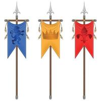 Medieval style vertical flag design with heraldic symbol, flag of noble families of the middle ages on a spear vector