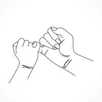 Holding hands pinky promise line art vector