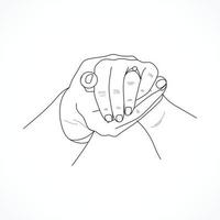 Cute holding hands pinky promise line art vector