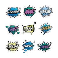 A set of speech bubbles comic and elements with halftone shadows vector