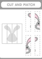 Cut and match parts of Rabbit, game for children. Vector illustration, printable worksheet