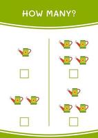 How many of Watering can, game for children. Vector illustration, printable worksheet