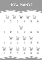 How many of Rabbit, game for children. Vector illustration, printable worksheet