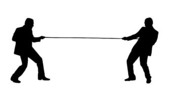 Silhouette of two business office men tugging on a rope vector