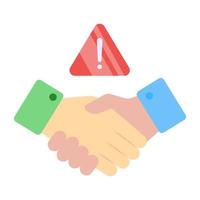 Conceptual flat design icon of handshake risk vector