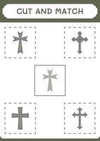 cortar y unir partes de la cruz cristiana, juego para niños. ilustración vectorial, hoja de cálculo imprimible vector
