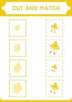 Cut and match parts of Chick, game for children. Vector illustration, printable worksheet