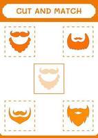 Cut and match parts of Leprechaun beard, game for children. Vector illustration, printable worksheet