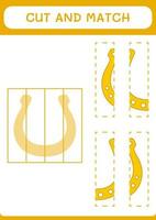 Cut and match parts of Horseshoe, game for children. Vector illustration, printable worksheet