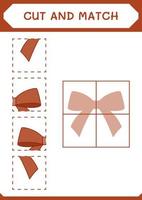 Cut and match parts of Ribbon, game for children. Vector illustration, printable worksheet