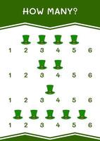 How many of St. Patrick's Day hat, game for children. Vector illustration, printable worksheet