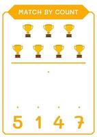 Match by count of Trophy, game for children. Vector illustration, printable worksheet