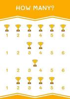 How many of Trophy, game for children. Vector illustration, printable worksheet