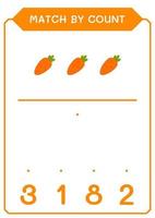 Match by count of Carrot, game for children. Vector illustration, printable worksheet