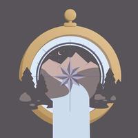 Mountain compass logo icon vector design template. Wind rose. Vector illustration.