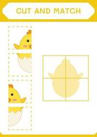 Cut and match parts of Chick, game for children. Vector illustration, printable worksheet