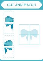 Cut and match parts of Ribbon, game for children. Vector illustration, printable worksheet