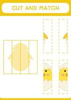 Cut and match parts of Chick, game for children. Vector illustration, printable worksheet