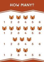 How many of Butterfly, game for children. Vector illustration, printable worksheet