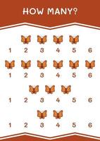 How many of Butterfly, game for children. Vector illustration, printable worksheet