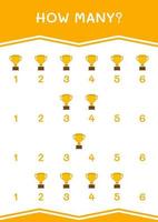 How many of Trophy, game for children. Vector illustration, printable worksheet