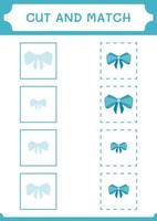 Cut and match parts of Ribbon, game for children. Vector illustration, printable worksheet