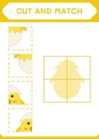 Cut and match parts of Chick, game for children. Vector illustration, printable worksheet