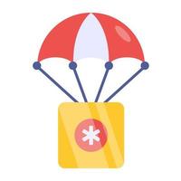 Medical parachute icon, editable vector