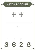 Match by count of Christian cross, game for children. Vector illustration, printable worksheet