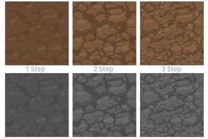 Seamless pattern ground with stones, drawing step by step soil texture for wallpaper. vector