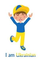 Ukrainian boy in the colors of the flag of Ukraine. Isolated vector flat character. Support for ukraine concept symbol of independence