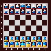 Set pieces for a board game of chess. Chess in the colors of the flag of Ukraine and russia flag. vector